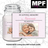Personalised Memorial Photo Candle Label Sticker - In loving memory Funeral Wake