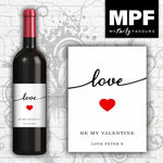 Personalised 'Love' Wine Bottle Label - Valentine Gift - Any Name and Message