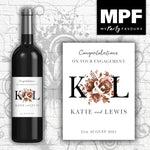 Personalised Engagement Wine Bottle Label (Black) - Bronze