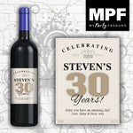 Personalised Birthday Wine Bottle Label - 18th, 21st, 30th, 40th (vintage type)