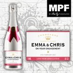 Personalised Engagement Champagne Bottle Label - ICE ROSE