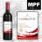 Personalised Birthday Red Wine Bottle Label - Any Name and Age