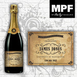 Personalised Graduation Champagne/Prosecco Bottle Label (Vintage Stained Effect Shabby)