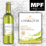 Personalised Birthday White Wine Bottle Label - Any Name and Age