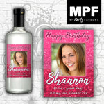 Personalised Birthday Photo Wine Gin Vodka Bottle Label (Glitter dark) - 18th, 21st, 30th, 40th