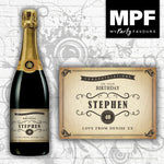 Personalised Birthday Champagne/Prosecco Bottle Label (Vintage Effect Shabby)