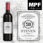 Personalised Birthday Wine Bottle Label (White) - Any Name, Age & Message