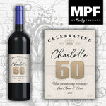 Personalised Birthday Wine Bottle Label - 18th, 21st, 30th, 40th (vintage cream)