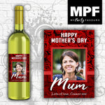 Personalised Mother's Day Photo Wine Gin Vodka Bottle Label - Red Roses