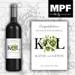 Personalised Engagement Wine Bottle Label (Black) - Green