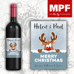 Personalised Christmas Wine Bottle Label - Rudolph - Cheap Secret Santa Gift