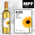 Personalised Birthday Wine Bottle Label - 18th, 21st, 30th, 40th, 50th (flower)