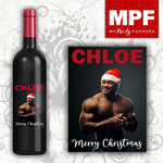 Personalised Christmas Wine Bottle Label - Sexy Secret Santa 01 - Xmas Work Gift